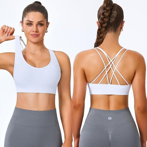 Evercute Cross Back Sport Bras Padded Strappy Medium Support Cropped Bras for Yoga Workout Fitness Bras in Saudi Arabia