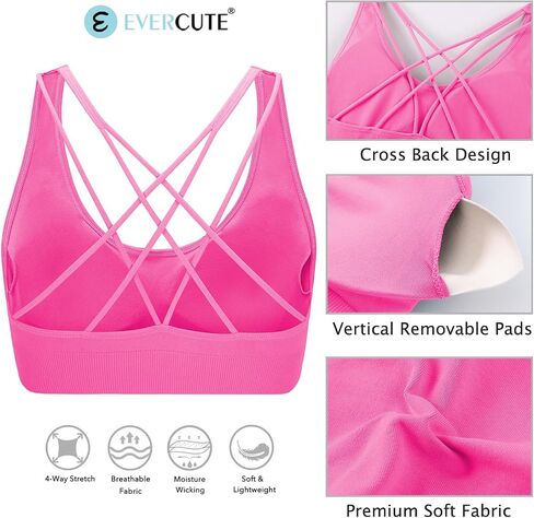 Evercute Cross Back Sport Bras Padded Strappy Medium Support Cropped Bras for Yoga Workout Fitness Bras in Saudi Arabia
