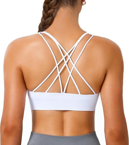 Evercute Cross Back Sport Bras Padded Strappy Medium Support Cropped Bras for Yoga Workout Fitness Bras in Saudi Arabia