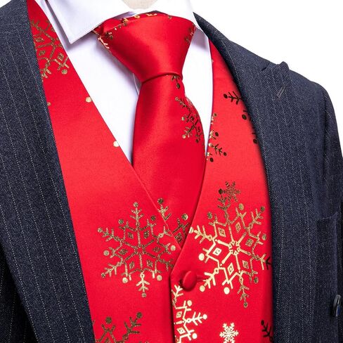 Barry.Wang Men Christmas Vest Red Green Xmas Tree Snow Elk Snowflake Holiday Suit Waistcoat Tie Set New Year Festival in Saudi Arabia