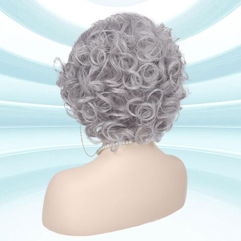 G & T Wig Lady Lady for Grandma Assume 100 Days من School Sliver Gray Granny Granny Granny for Old Women’s Cosplay Party Halloween (مجموعة 5pcs) in Kuwait