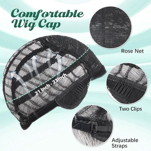 G&T Wig Old Lady Wig for Grandma Costume 100 Days of School Sliver Grey Curly Granny Wig For Old Women’s Cosplay Party Halloween Use (5pcs Set) in Kuwait