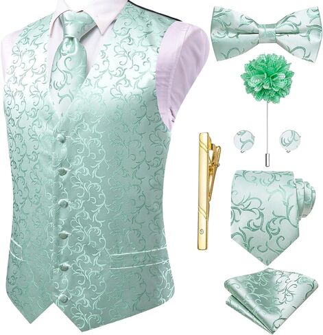 Hi-tie Mens Suit Suit Tie و Bowtie Lapel Pin Clip Clip Paisley Floral Weistcoat 8pcs مجموعة زفاف Tuxedo in Saudi Arabia