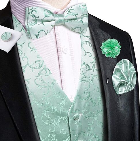 Hi-tie Mens Suit Suit Tie و Bowtie Lapel Pin Clip Clip Paisley Floral Weistcoat 8pcs مجموعة زفاف Tuxedo in Saudi Arabia
