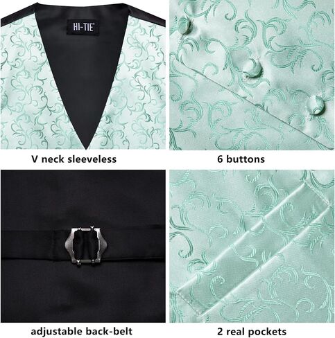 Hi-tie Mens Suit Suit Tie و Bowtie Lapel Pin Clip Clip Paisley Floral Weistcoat 8pcs مجموعة زفاف Tuxedo in Saudi Arabia