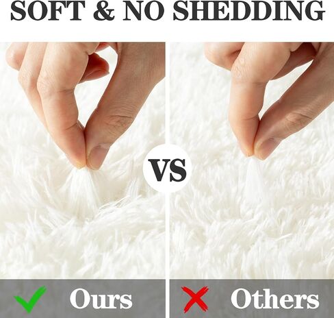 سجادة ناعمة ناعمة في منطقة نوم لغرفة النوم ، كريمة أبيض غامض ، سجاد رمي بيضاوي للبيض السرير ، سجادة شاج فخمة مريحة لطفلة للأطفال ، غرفة المعيشة ، 2.6 × 5.3 قدم in Kuwait