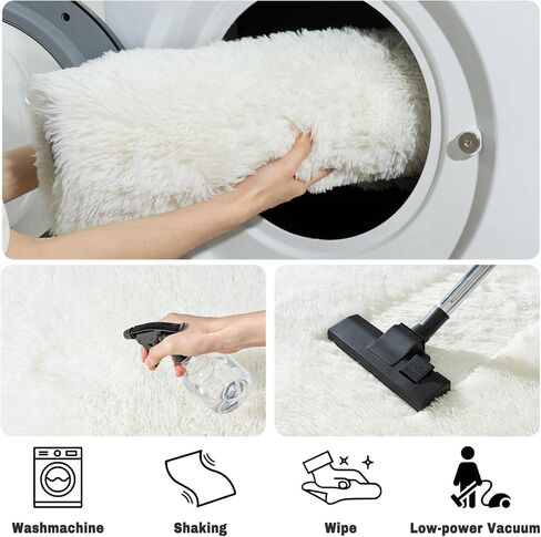 سجادة ناعمة ناعمة في منطقة نوم لغرفة النوم ، كريمة أبيض غامض ، سجاد رمي بيضاوي للبيض السرير ، سجادة شاج فخمة مريحة لطفلة للأطفال ، غرفة المعيشة ، 2.6 × 5.3 قدم in Kuwait