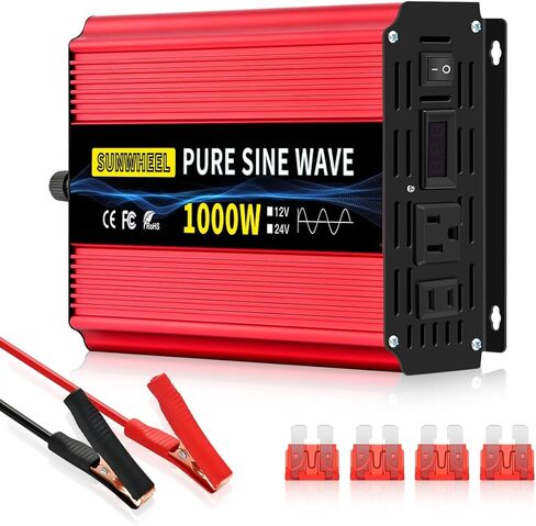 SUNWHEEL 1200W 24V Pure Sine Wave Inverter, 24V DC to 110V/120V AC Power Inverter for RV、Off Grid、Truck、Power Outage with 2 AC outlets and LCD Display in Saudi Arabia