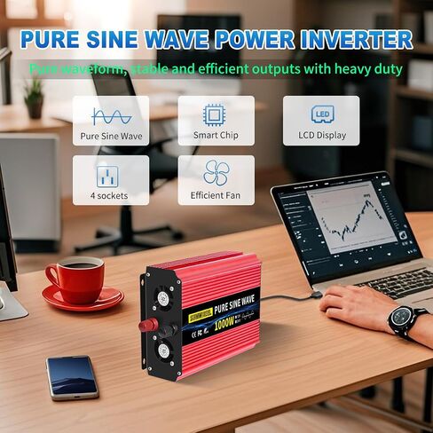 SUNWHEEL 1200W 24V Pure Sine Wave Inverter, 24V DC to 110V/120V AC Power Inverter for RV、Off Grid、Truck、Power Outage with 2 AC outlets and LCD Display in Saudi Arabia