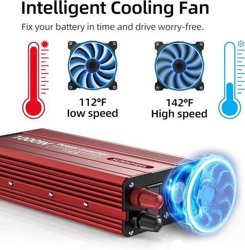 SUNWHEEL 1200W 24V Pure Sine Wave Inverter, 24V DC to 110V/120V AC Power Inverter for RV、Off Grid、Truck、Power Outage with 2 AC outlets and LCD Display in Kuwait