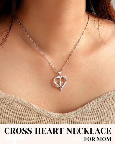 PINKDODO Heart Cross Necklace for Women Baptism Confirmation Easter Gifts in Saudi Arabia