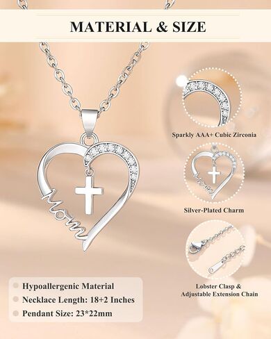 PINKDODO Heart Cross Necklace for Women Baptism Confirmation Easter Gifts in Saudi Arabia