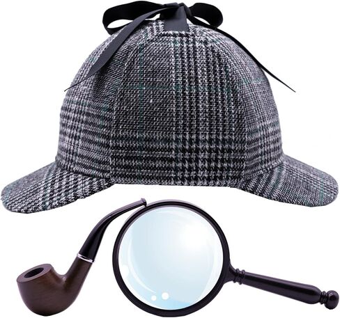 Classic Plaid Deerstalker Hat Detective Role-Playing Set in Kuwait