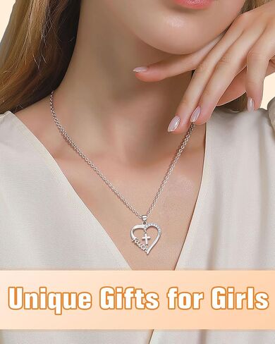 PINKDODO Heart Cross Necklace for Women Baptism Confirmation Easter Gifts in Saudi Arabia