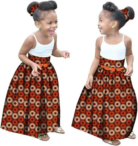 XIAOHUAGUA Little Girl’s African Wax Print Skirts Bohemian Ankara High Waist Long Skirt for Kids Girls Kente Clothes 7-12T in Saudi Arabia