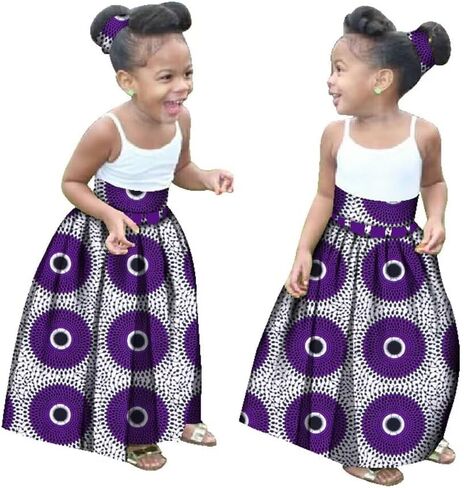 XIAOHUAGUA Little Girl’s African Wax Print Skirts Bohemian Ankara High Waist Long Skirt for Kids Girls Kente Clothes 7-12T in Saudi Arabia