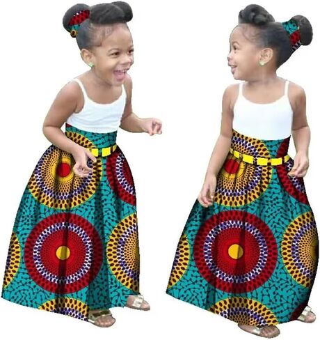 XIAOHUAGUA Little Girl’s African Wax Print Skirts Bohemian Ankara High Waist Long Skirt for Kids Girls Kente Clothes 7-12T in Saudi Arabia