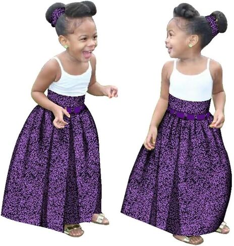 XIAOHUAGUA Little Girl’s African Wax Print Skirts Bohemian Ankara High Waist Long Skirt for Kids Girls Kente Clothes 7-12T in Saudi Arabia