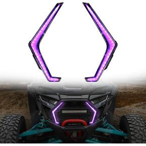 LED Grille Ascent Fang Lights for Polaris RZR Pro XP/Pro R/Pro S 2025 ، مصابيح الجري الأرجواني المقاومة للماء ومصابيح التوقيع ، استبدل #2417278 ، 2417279 (2pcs ، التوصيل والتشغيل)