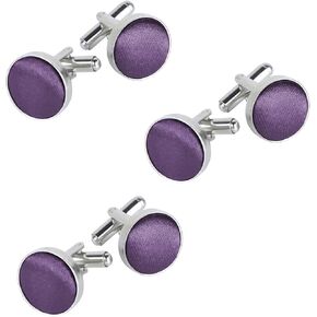 Classic Round Cufflinks for Men, Multi Colors, Silky Tuxedo Shirt Cuff Links for Wedding, Business, Prom