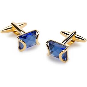 La Digue Crystal Gold Cufflinks Rhodium Plating - Cuff Links Mens - Tuxedo Buttons & Accessories