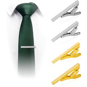 ROCTEE 4PCS مقاطع ربطة عنق للرجال علاقات نحيفة ، قضبان ربطة عنق 1.4 بوصة محددة للعلاقات النحيفة ، مقطع ذهبي فضية لصفوف العنق القصيرة ، إكسسوارات تعادل الرجال الكلاسيكية