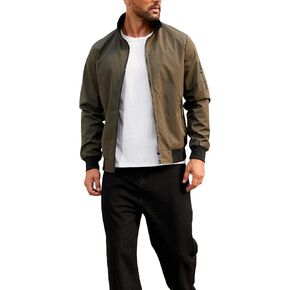 Jacket for Men Fashion Windproof Bomber Jackets Coat Lightweight Casual Spring Fall Windbreaker Zip Up with Pocket
