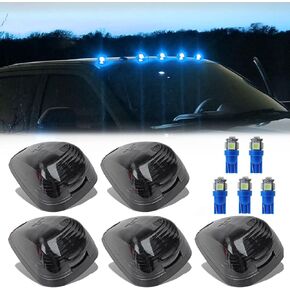 5x سقف سقف العدسة السوداء سقف الكابينة المتوافقة مع مصابيح LED خضراء لفورد F150 F350 F450 F550 F650 F750 E150 E250 E350 E450 1999-2016 - Super Duty Pickup Trucks