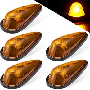 أضواء الكابينة - Amber Teardrop 9led Truck Cab Marker Light 5pcs الخلفي الأمامي الخلفي السقف الجري مع حزمة الأسلاك للشاحنات والشاحنات والتقاطات وشبه نصف و RVS