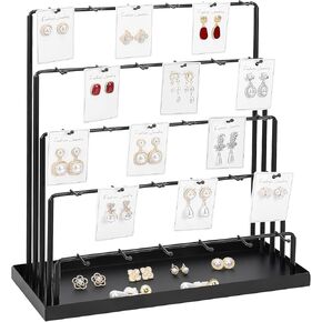 Earring Stand,30 Hooks Earring Display,Jewelry Display,Earring Display Stands for Selling,15" L x 5" W x 15.5" H(Black)
