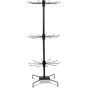 1Pc Rotating Display Stand Jewelry Display Rack with Hooks Metal Earrings Display Stands for Selling Necklace (Black, 3 Tires)