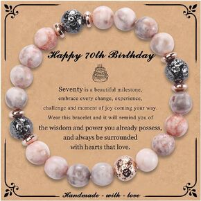 70th Birthday Gifts for Her Friend Wife Grandma Sister Bead Bracelet for Mom Natural Stone Bracelets for Women Coworker for 70 Year Old Woman