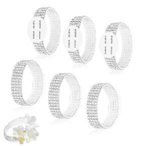 6 Packs Wrist Corsage Bracelets Elastic Corsage Wristlet Band, Rhinestone Wrist Corsage Bands Accessories for Wedding Party Prom Wrist DIY Handmade Silver Corsage Supplies