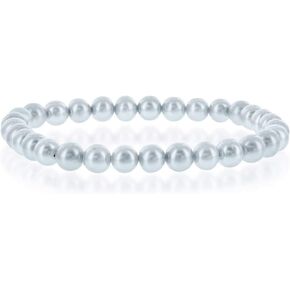 Freshwater Cultured Pearls White, Pink, Peach or Gray 7'' Classic Stretch Strand Pearls Bracelet Jewelry for Women (Choice of Size and Colors)