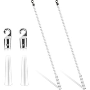 2 PCS 12 Inch Blind Wand, White Fiberglass Blind Wand Vertical Blinds Stick Vertical Blinds Replacement Parts with Hook and Grip for Windows Curtain Door Shades Opener Accessory