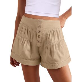 ANRABESS Women's Denim Shorts Summer Baggy High Waisted Flowy Wide Leg Buttons Pleated Casual Jean Shorts 2025 Fashion Skorts