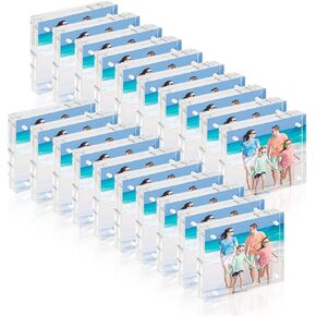 3x3 Acrylic Frames 20 Pack, 20mm Double Sided Magnetic Picture Frames Clear Picture Frames Wedding Table Numbers for Desk Desktop Display Pictures Holder