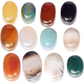 GEMHUB Loose Gemstone Beads For Jewelry Making 12pcs/Lot Natural Onyx Approx 170.00 Carat Multi Color Oval Cabochon Onyx Jewelry Making For Women And Men