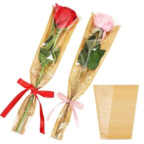 Jansun 40Pcs Flower Wrapping Bags Kraft Paper Flower Sleeves for Bouquets Flower Bags for Birthday Wedding Graduation Gift, Florist Wrap Supplies 9.8x17.9 Inch