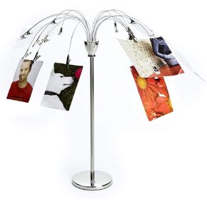 Umbra Fotofalls – Desktop Photo Holder and Picture Stand with Plated Wire and Metal Clips, Nickel