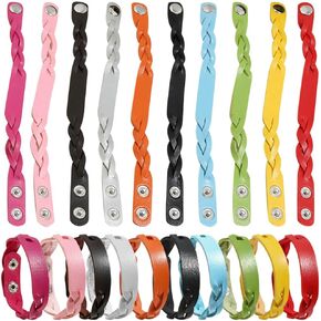 20 Pack Faux Leather Bracelet Blank Snap Bracelets Colorful Adjustable Plain PU-Leather Wrist Cuffs for Men Women DIY Craft Wristbands