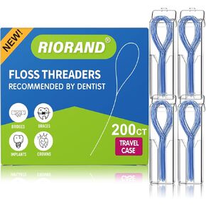 RioRand Floss Threaders, Essential Tool for Maintaining Oral Health with Braces, Bridges, and Implants 200 Count (Pack of 4)