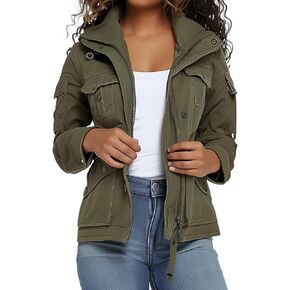 JTNFairy Casual Jackets for Women Long Sleeve Zipper Classic Outwear Bomber Coats with Pockets