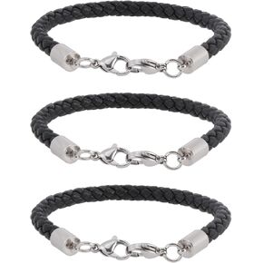 chgcraft 3 pcs سوار تنبيه طبي يلف الجلود المقلدة من جلد سوار واسعة من سوار سوار بديل حبلا بلود جلود بلون للأساور التنبيه الطبية ، الأسود ، 7.09x 0.2 بوصة