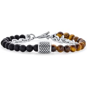 للجنسين مختلطتين من نغمة متعددة سلسلة ربط الطبقات و Bead 6mm الأحجار الكريمة نمر العين الأسود onyx beads bracelet للنساء في سن المراهقة الفضة الفولا
