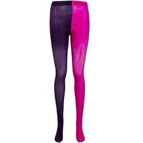 SOLILOQUY Women Two Toned Tights Halloween Jester Clown Stockings Cosplay Costume Contrast Opaque Pantyhose Leggings