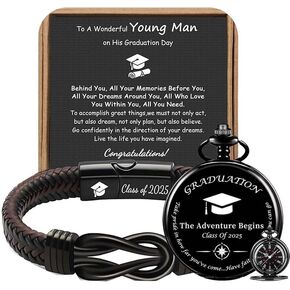 Graduation Gifts for Men 2025 - Brown Braided Leather Infinity Knot Bracelets Engraved Love Massage for Son Man Husband Boyfriend, Personalized Mens Bracelets Jewelry Gift for Birthday Christmas