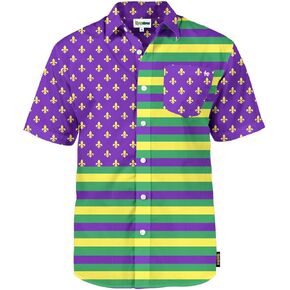 Tipsy Elves Button Down Shirts for Men - Valentine’s Day, Mardi Gras and St Patrick’s Day Men’s Button Ups
