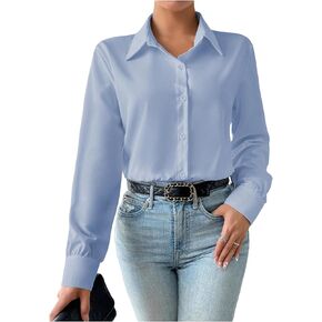 SweatyRocks Women's Button Down Long Sleeve Bodysuit Lapel Collar Casual Leotard Tops