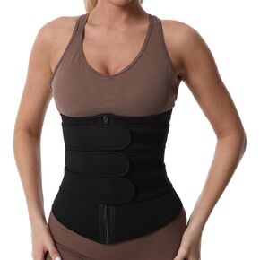 مدرب الخصر JBT للنساء المصابات بسحاب وثلاثة أحزمة عرق عرق Cincher Trimmer Shaper للتحكم في البطن